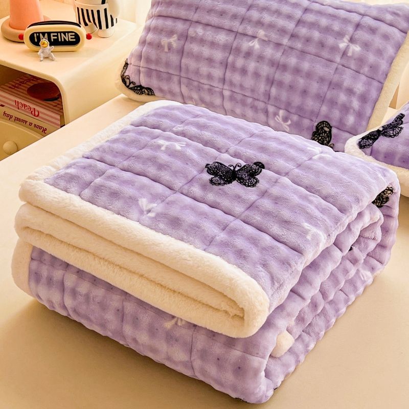 新款兔毛绒床垫毛毯家用保暖床褥学生宿舍加厚夹棉牛奶绒床单床盖