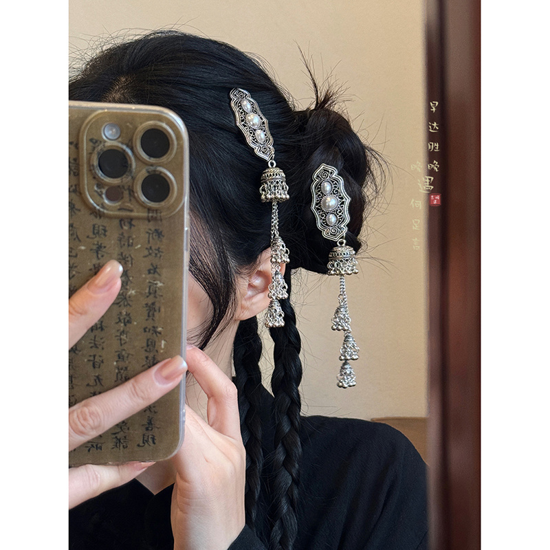 新中式铃铛流苏发夹女民族风侧边夹复古高级感精致发饰头饰