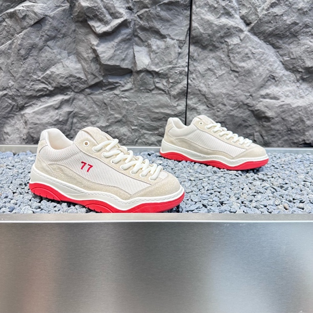 MBZ22-25秋新款时尚百搭厚底低帮板鞋网布透气翻毛皮系带休闲男鞋