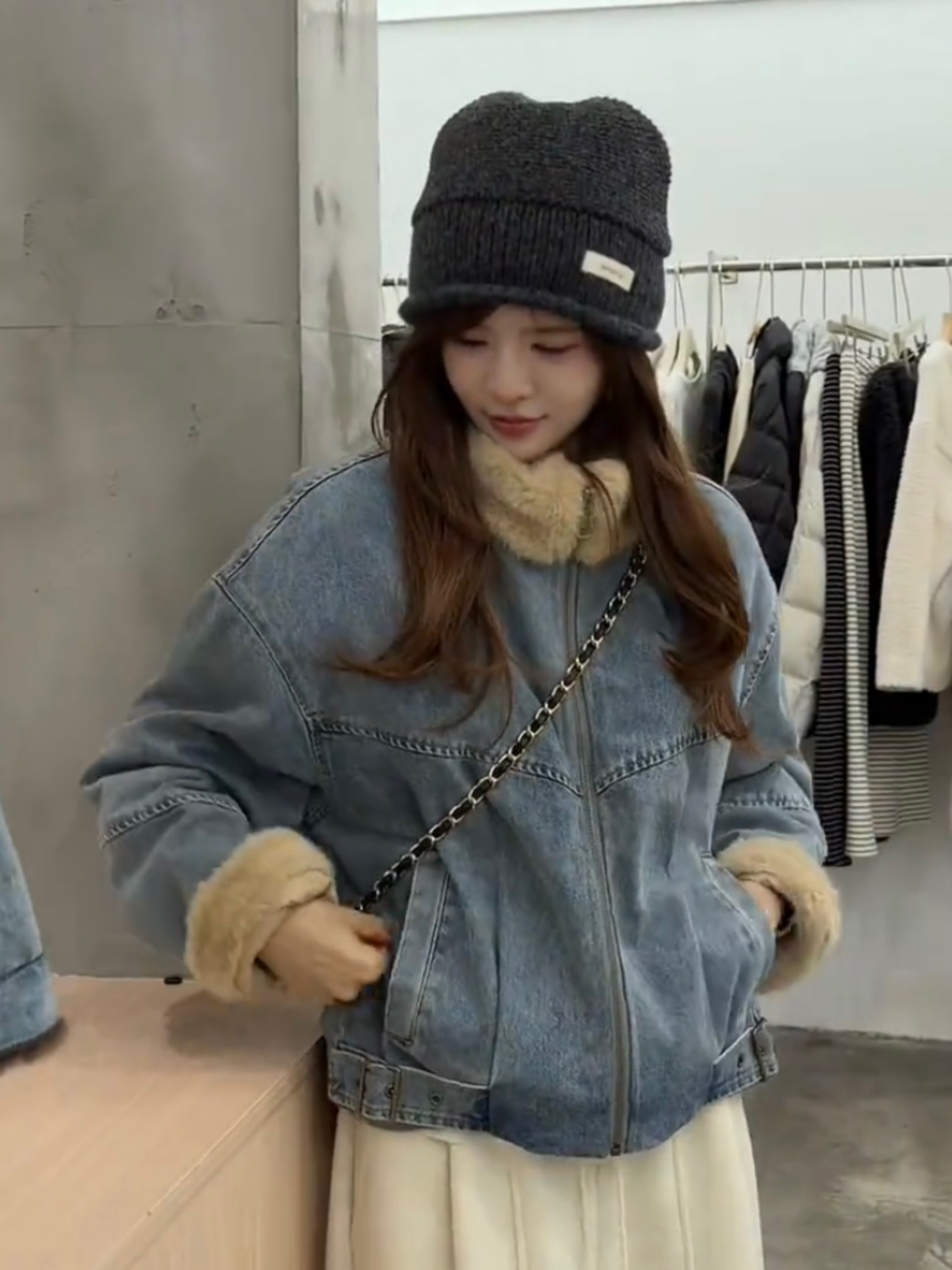 韩版设计感立领加棉加厚牛仔外套女2025冬季时尚洋气短款夹克上衣