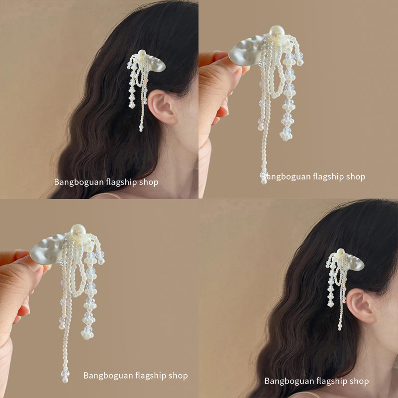 赫本珍珠！法式流苏珠链发夹！轻奢气质侧边夹高级刘海夹旅行发卡