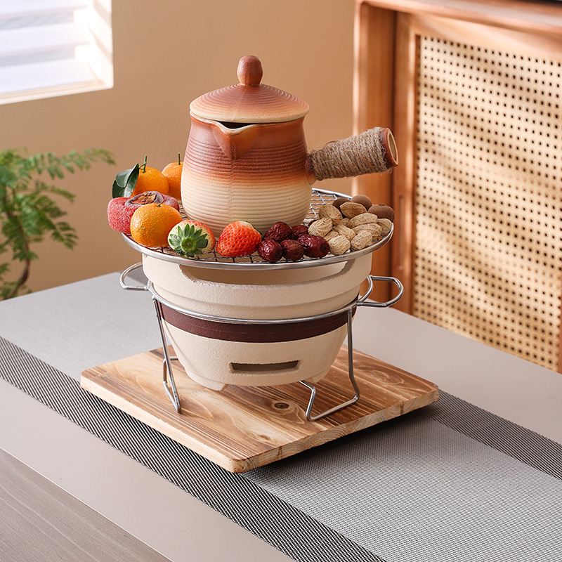 围炉煮茶器具侧把罐罐茶壶室内烤奶家用烧烤炉户外打边老式炭炉子