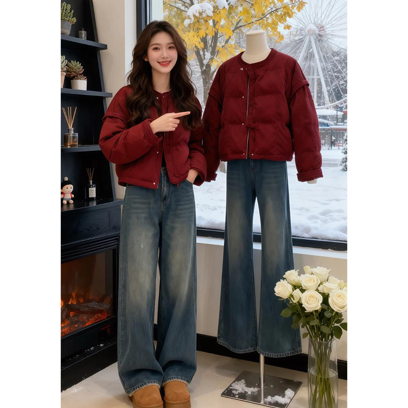 霖优【中式老钱】时尚短款棉服女冬季百搭高级感宽松设计感保暖外套