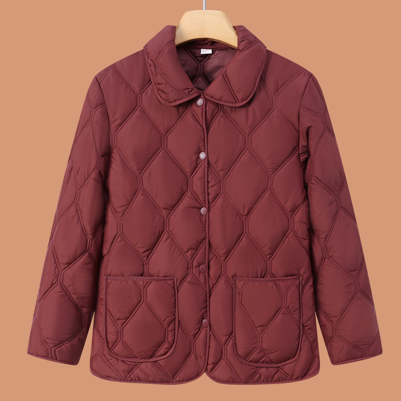 秋冬装轻薄小棉衣中老年女冬装内搭翻领短款小棉衣外套洋气