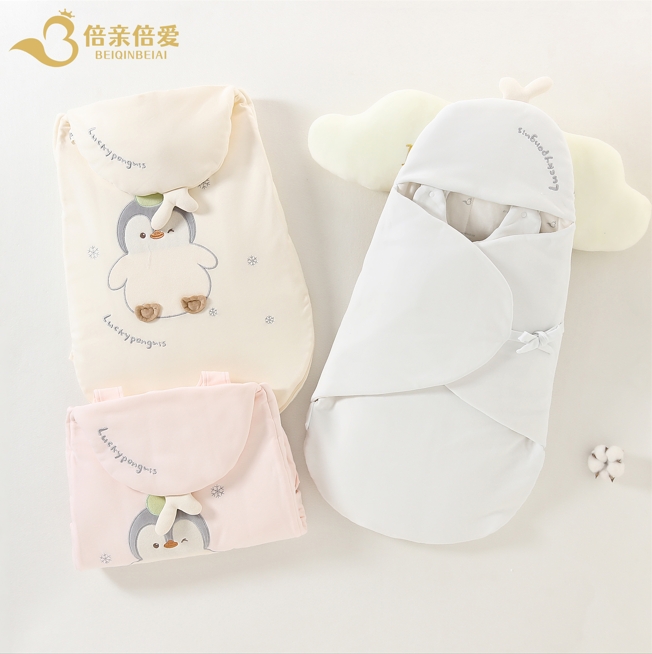 新生儿纯棉A类拉锁款棉花睡袋【企鹅】0-1岁婴儿专用