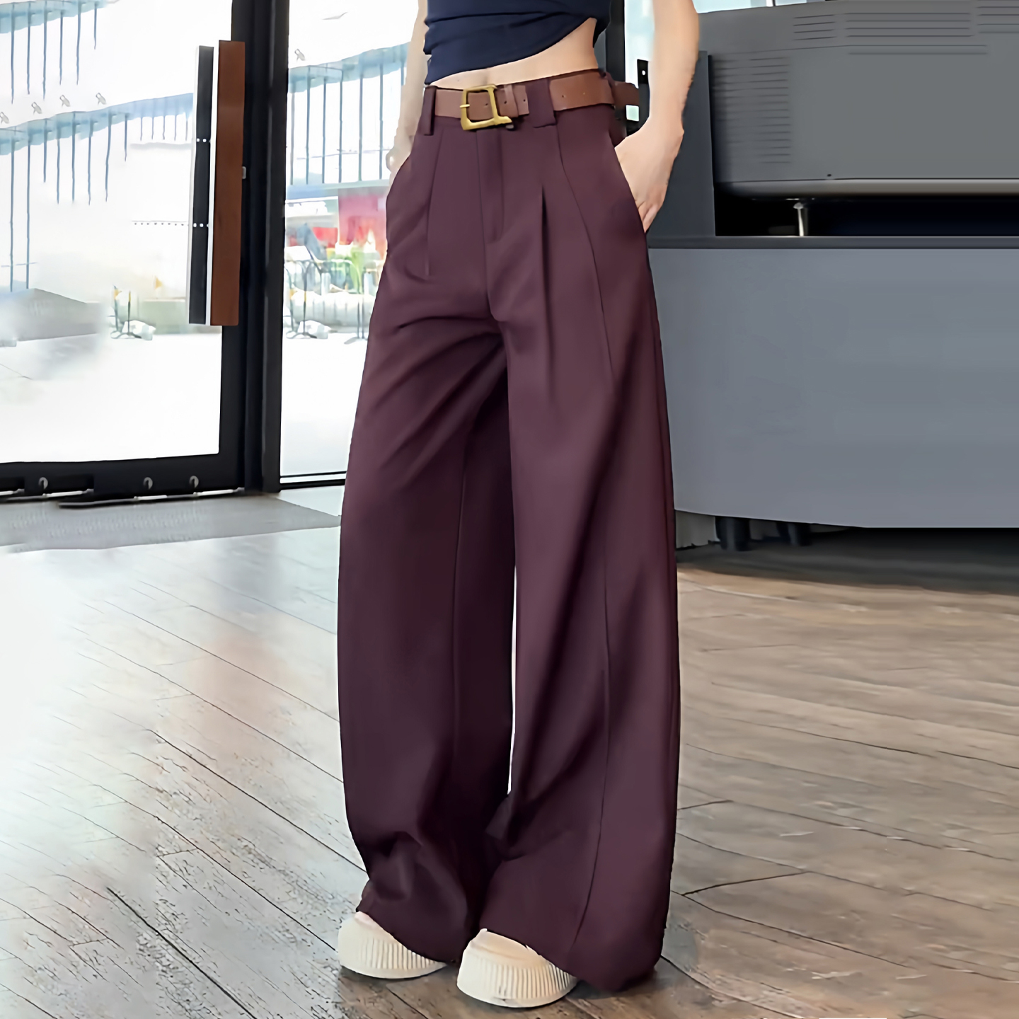 高级感阔腿西装裤女春秋季2025新款百搭拖地裤高腰显瘦休闲直筒裤