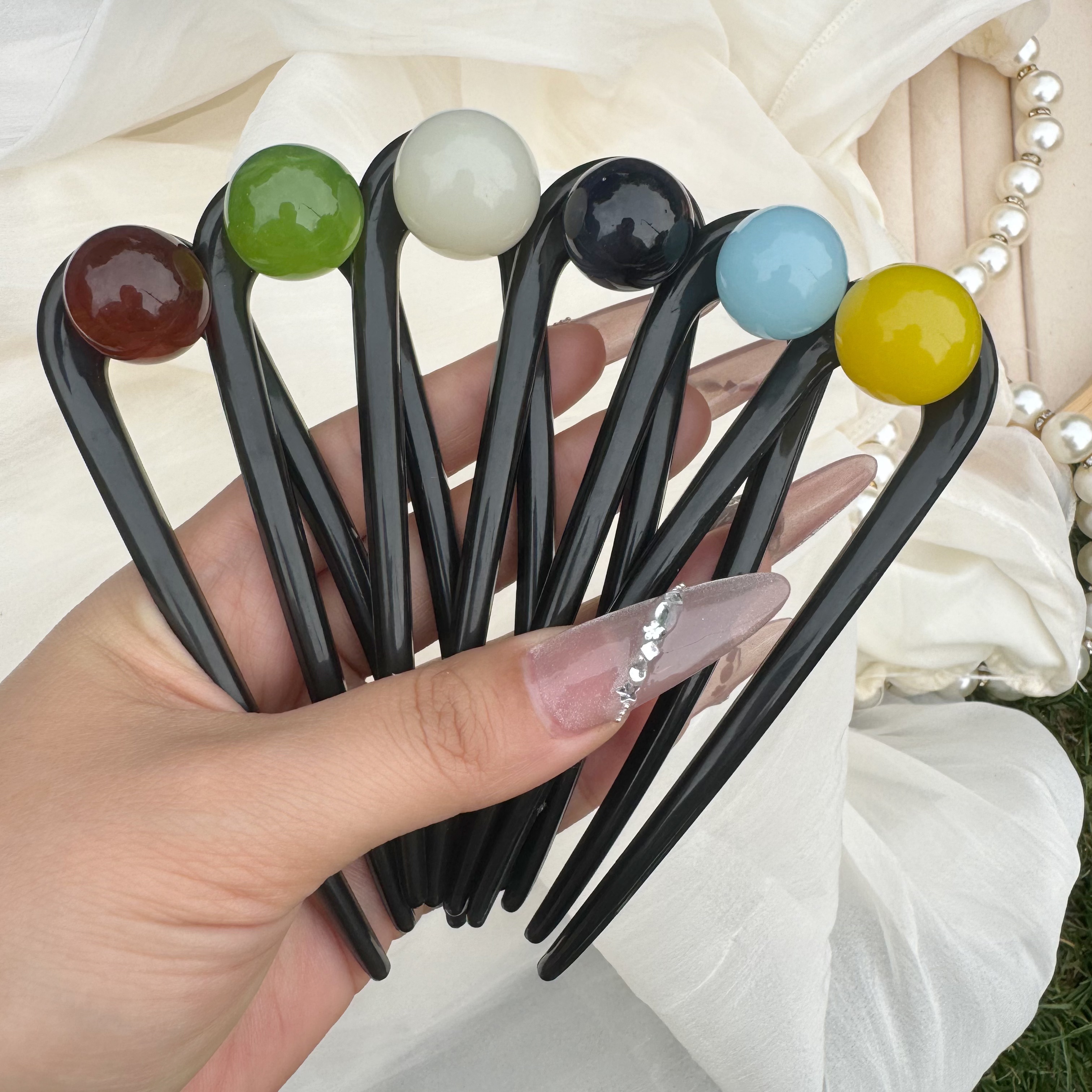 2025新款高端发夹头饰 复古简约U型发簪女温柔气质丸子头盘发簪子