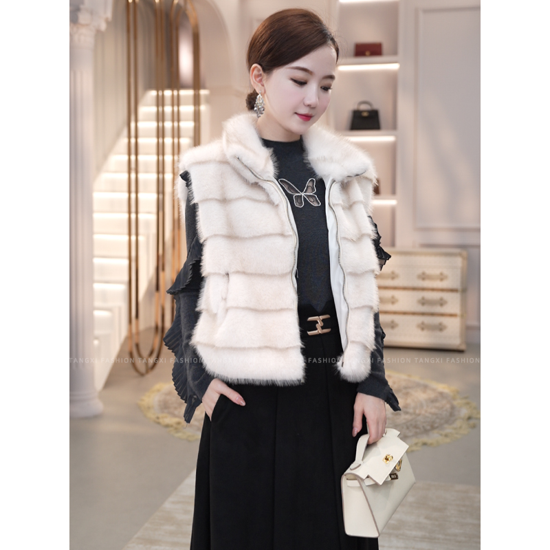 2025秋冬新款【8506】仿水貂绒马甲外套环保毛皮一体坎肩毛茸上衣女