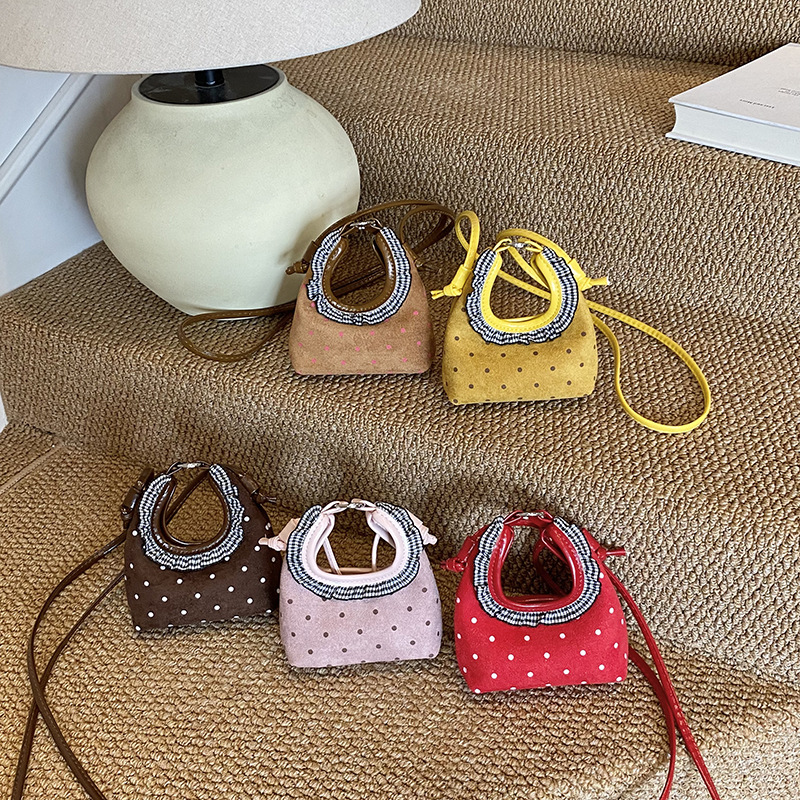 波点韩系甜美mini小包包女童斜挎零钱包口红包配饰小众时尚月牙包