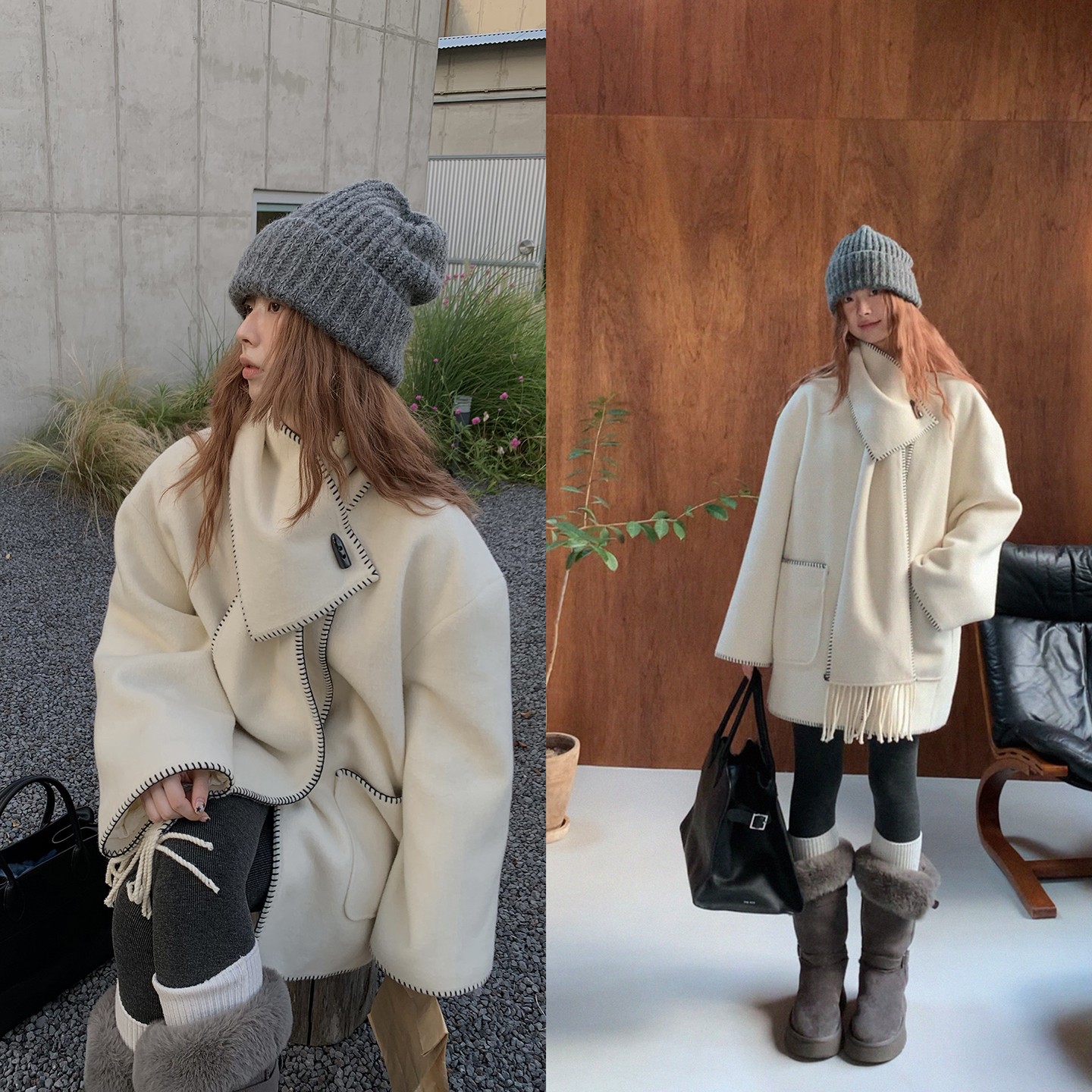 【罗马风铃】秋冬法式气质高级感通勤宽松HD毛呢外套254U3376