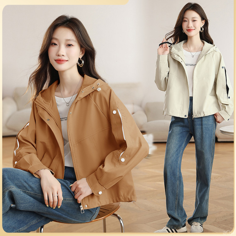【时尚百搭】休闲连帽外套女秋冬季新款宽松女士短款小个子韩版夹克