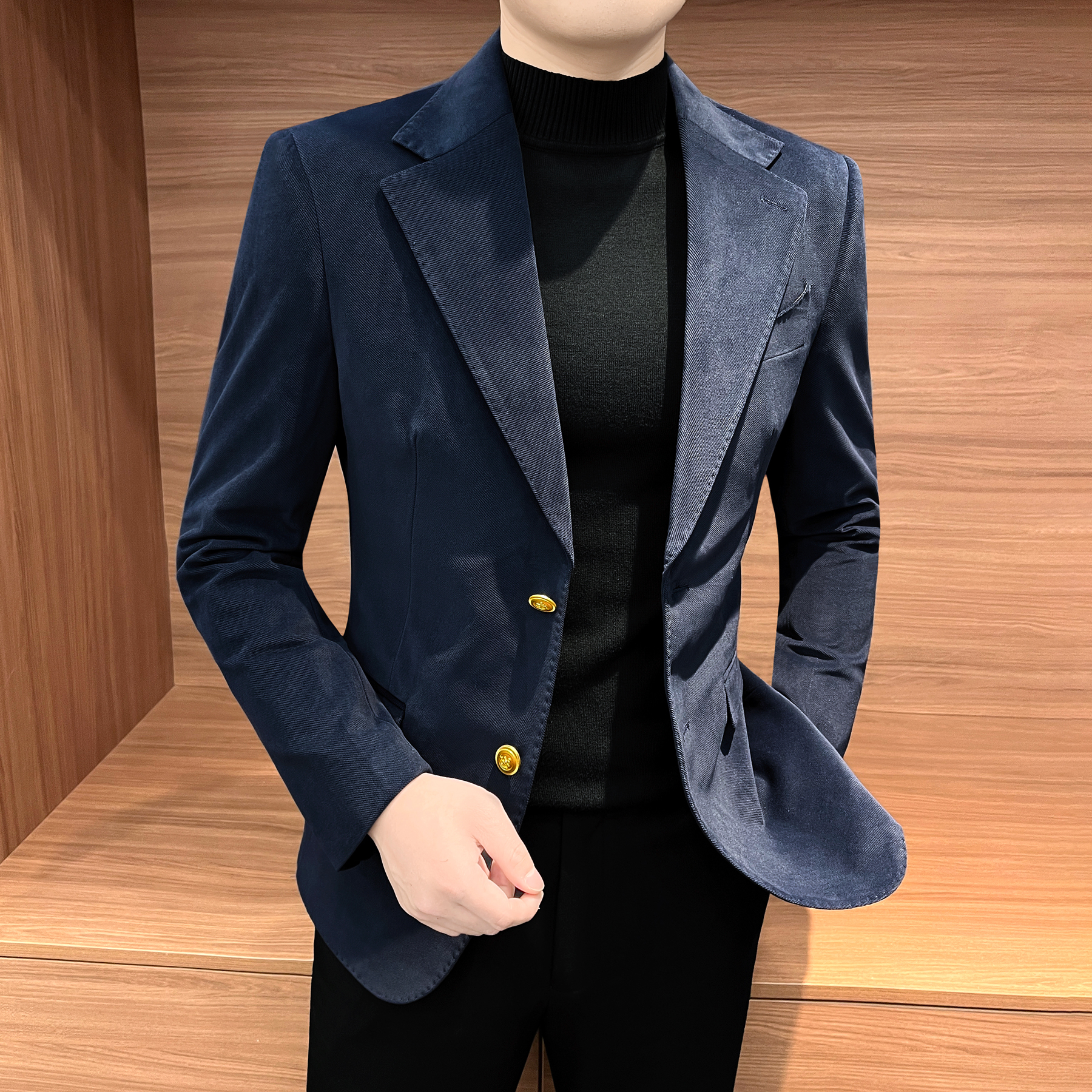 休闲灯芯绒西装外套男款秋冬2025炸街潮牌男装痞帅高级感西服单件