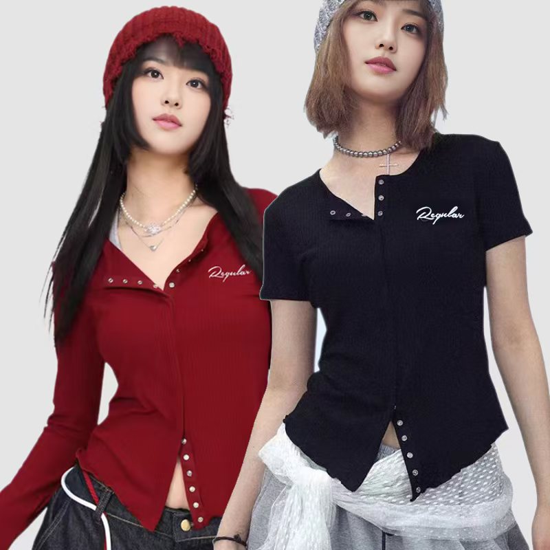 25新款//女士时尚休闲街头暗扣衣