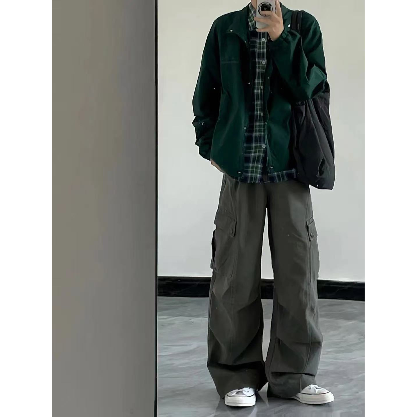 男生秋冬美式痞帅个性 cleanfit小众清爽干净T恤短袖牛仔裤套装45