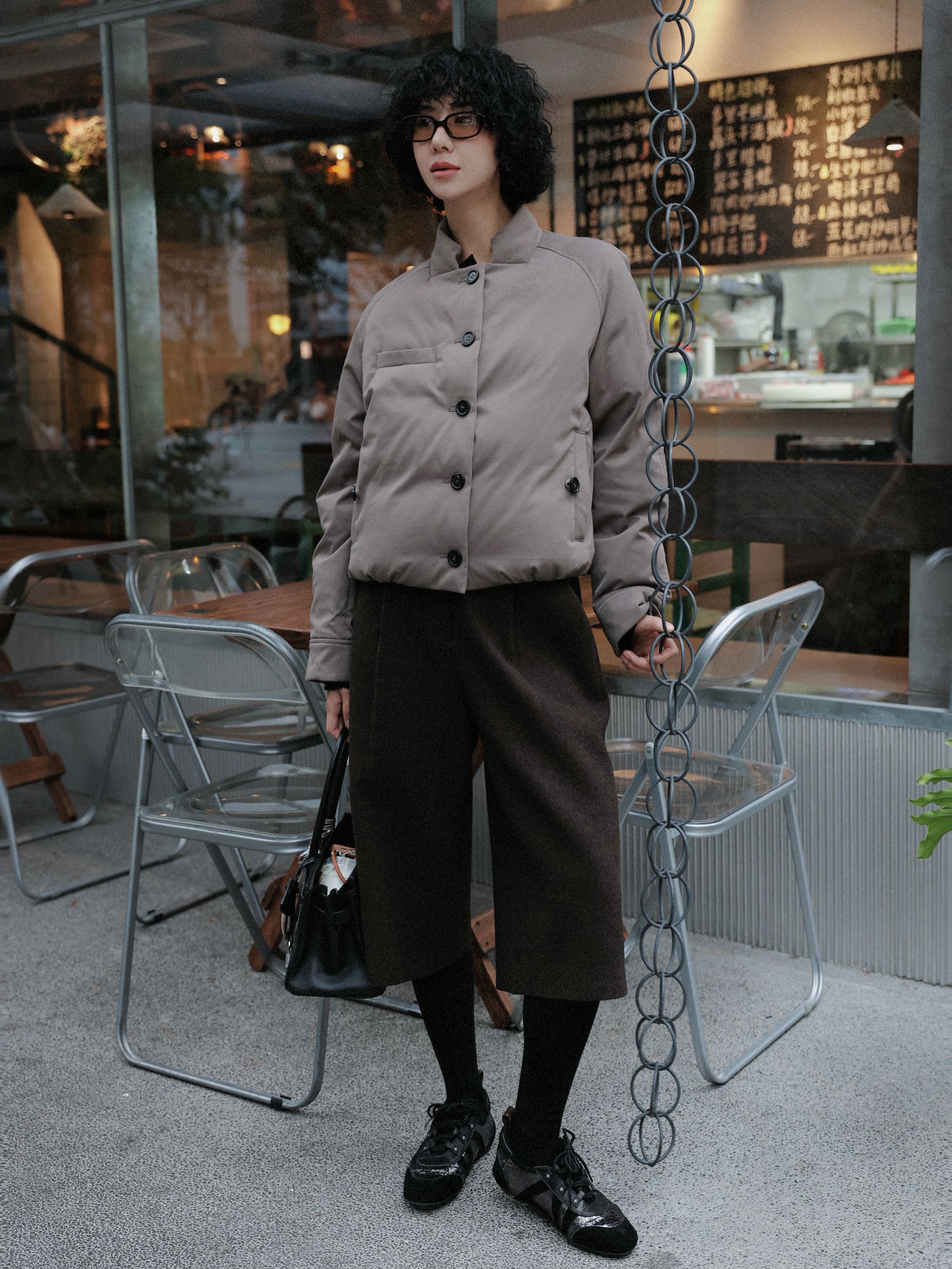 TT设计师【时髦攻略】高级感百搭插肩袖白鹅绒短款羽绒服TT191313