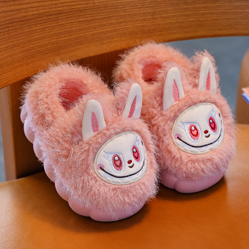 秋冬季棉拖鞋男女童室内家居踩屎感可爱厚底防滑冬天加绒保暖棉鞋