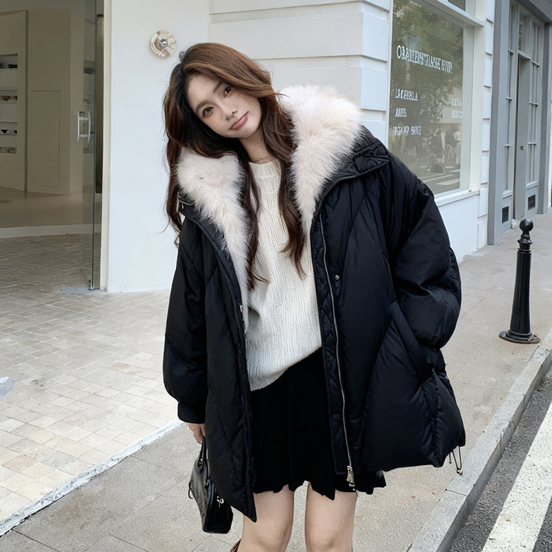 大码羽绒服女2025新款冬季胖MM时尚高级感轻奢真狐狸毛领聚暖外套