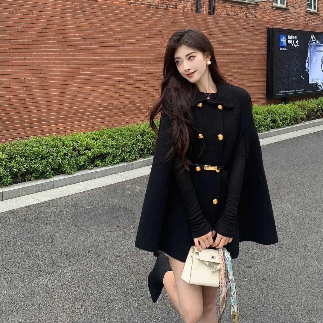 财阀斗篷2.0小个子斗篷外套秋冬女款高级感遮肉仿水貂绒斗篷外套