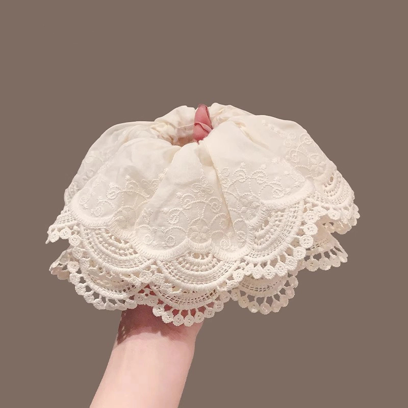 温柔花边白色蕾丝大肠女韩系超大号四层头花高级感头绳发饰潮