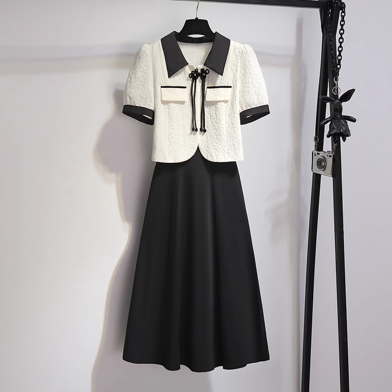 拉夏贝尔新中式国风小香风套装后妈裙2025夏季小个子吊带裙两件套