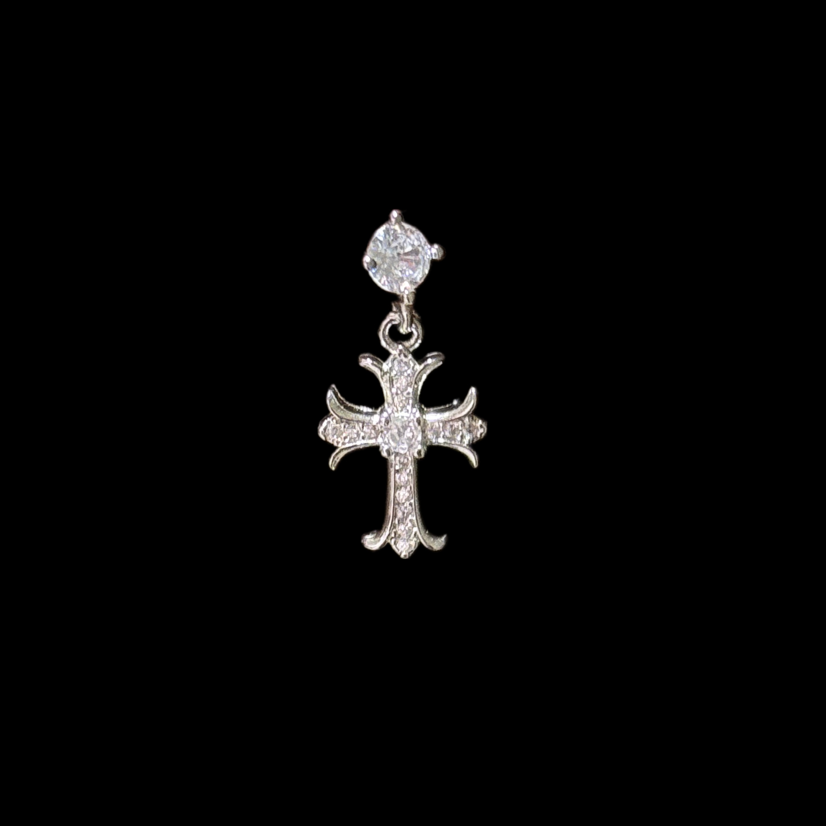 合金耳饰 【17SR】双十一福利品亮钻十字架百搭吊坠耳骨钉单只