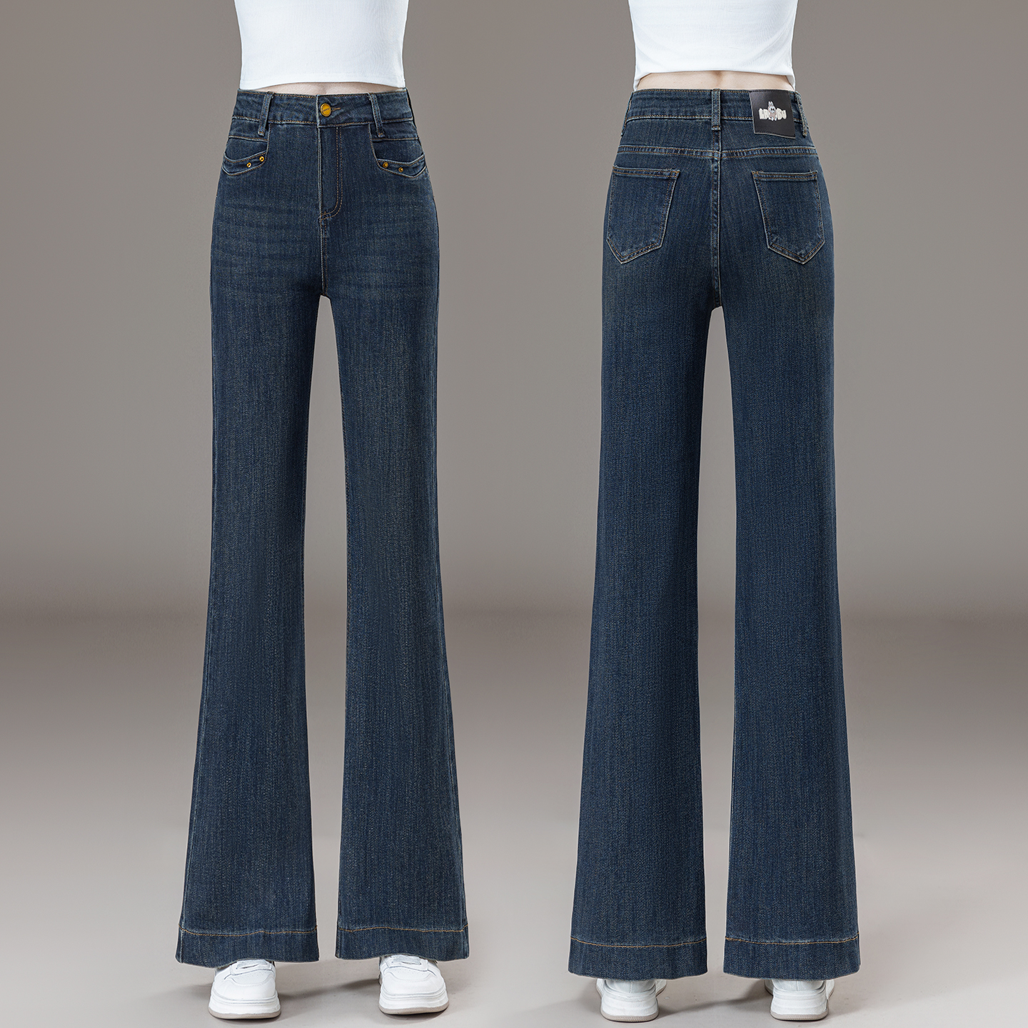 微喇牛仔裤女高腰显瘦小个子2025秋季新款弹力时尚百搭修身喇叭裤