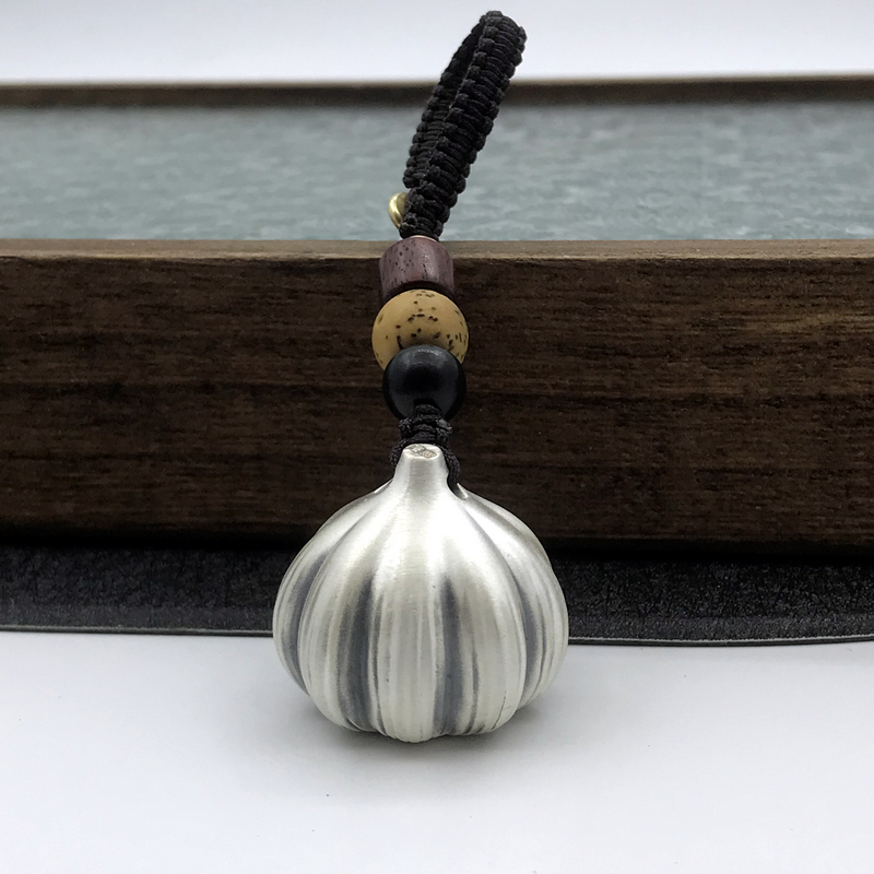 足银银制品 999足银蒜头钥匙扣挂件纯银挂饰稳握胜算包挂手坠子