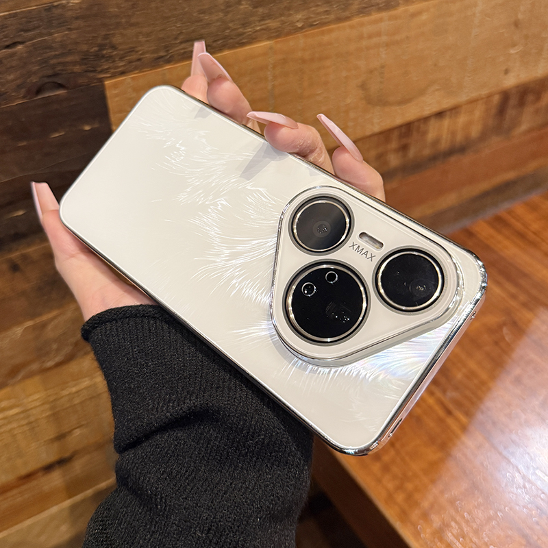 适用于华为Pura80Pro手机壳新款极光羽纱纹P80全包镜面玻璃P70Pro