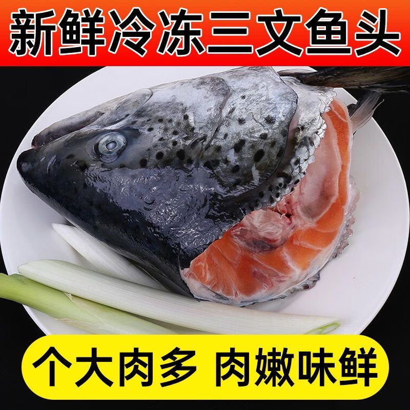 【顺丰】正宗国产三文鱼头超大新鲜现切冷冻大个煲汤商用批发包邮