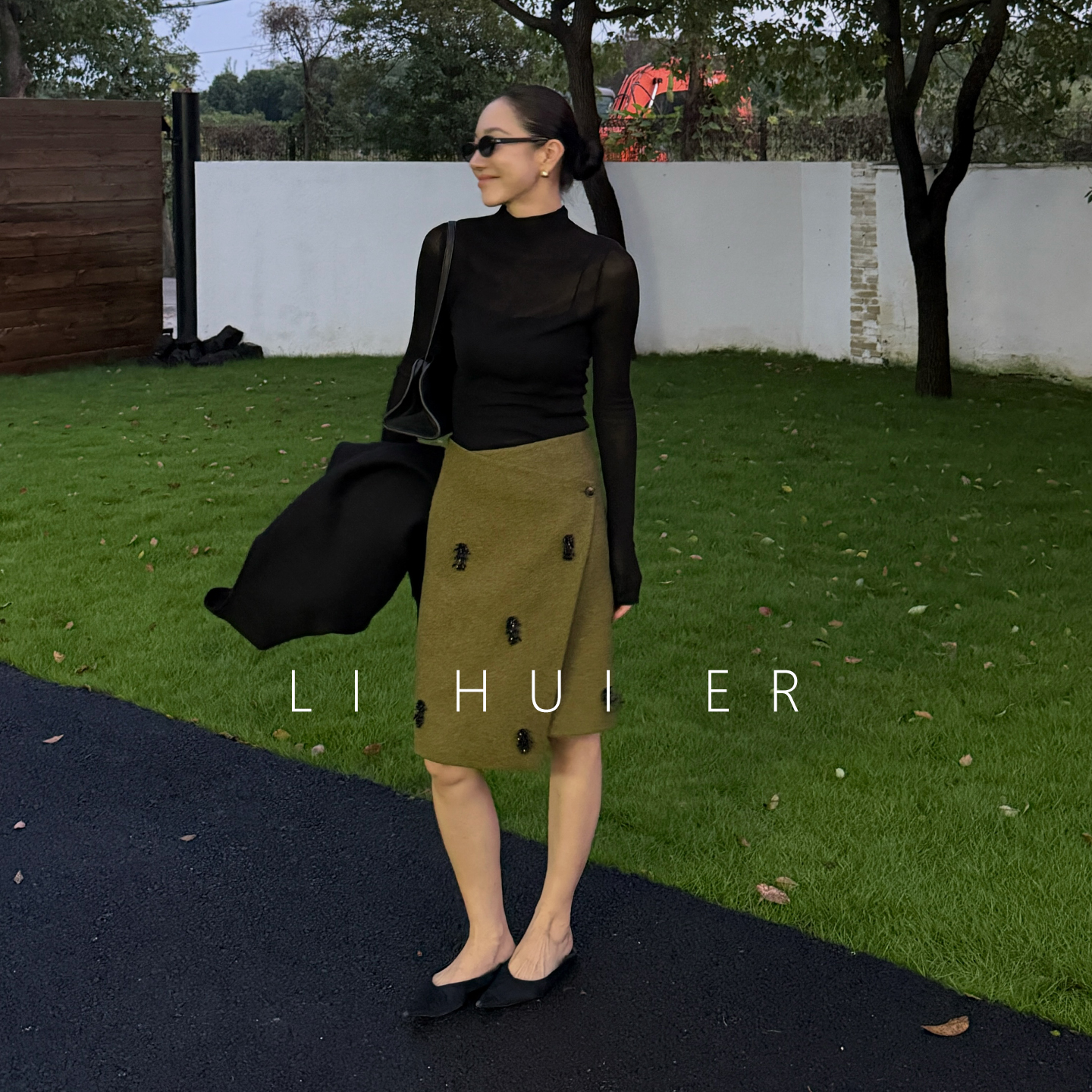 LiHuiEr李慧儿【茯苓万川】秋季轻奢气质时尚百搭绿色半裙YC-903