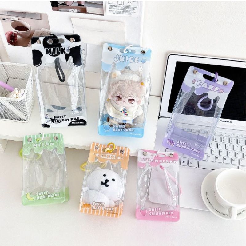 立体饮料盒10cm15cm娃包含绳溜娃包盲盒搪胶收纳袋外出娃用晒娃包