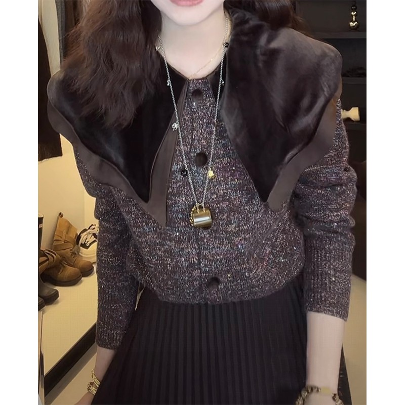 法式轻奢高端时尚针织毛衣2025冬新款大码宽松优雅设计感减龄上衣