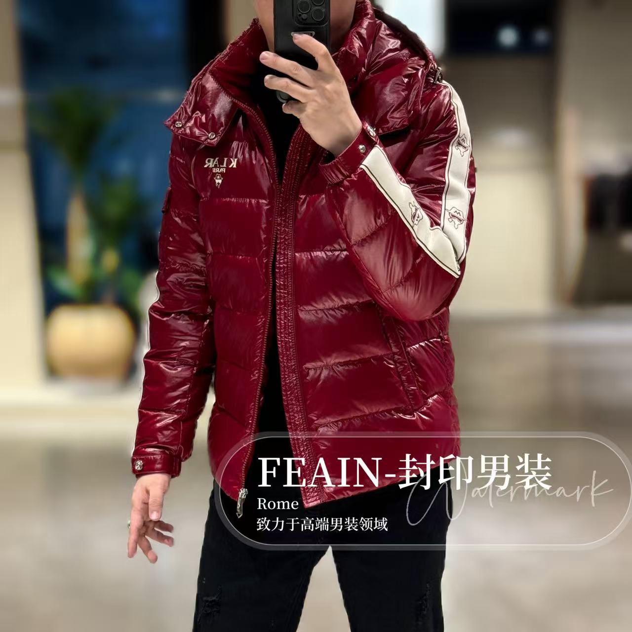 高端定制男士帽子可拆卸手工织带点缀羽绒服89315