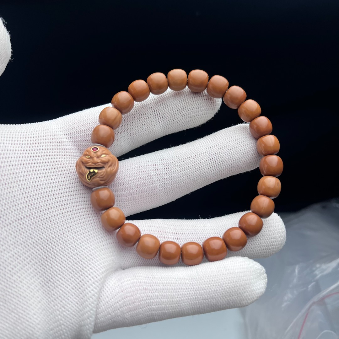 乐淘猴头-微瑕老型手串加单颗配饰，原皮原色，原生态