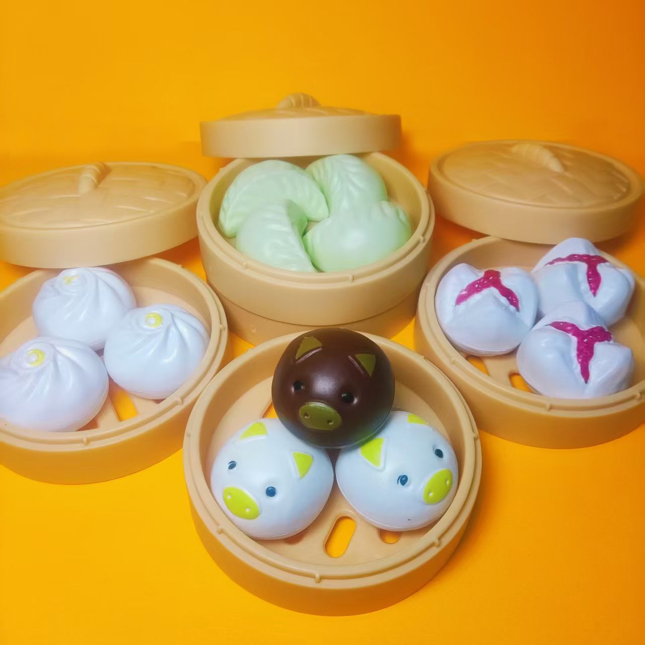 儿童过家家厨房玩具宝宝早点仿真食物蒸笼饺子男孩过家家微缩摆件