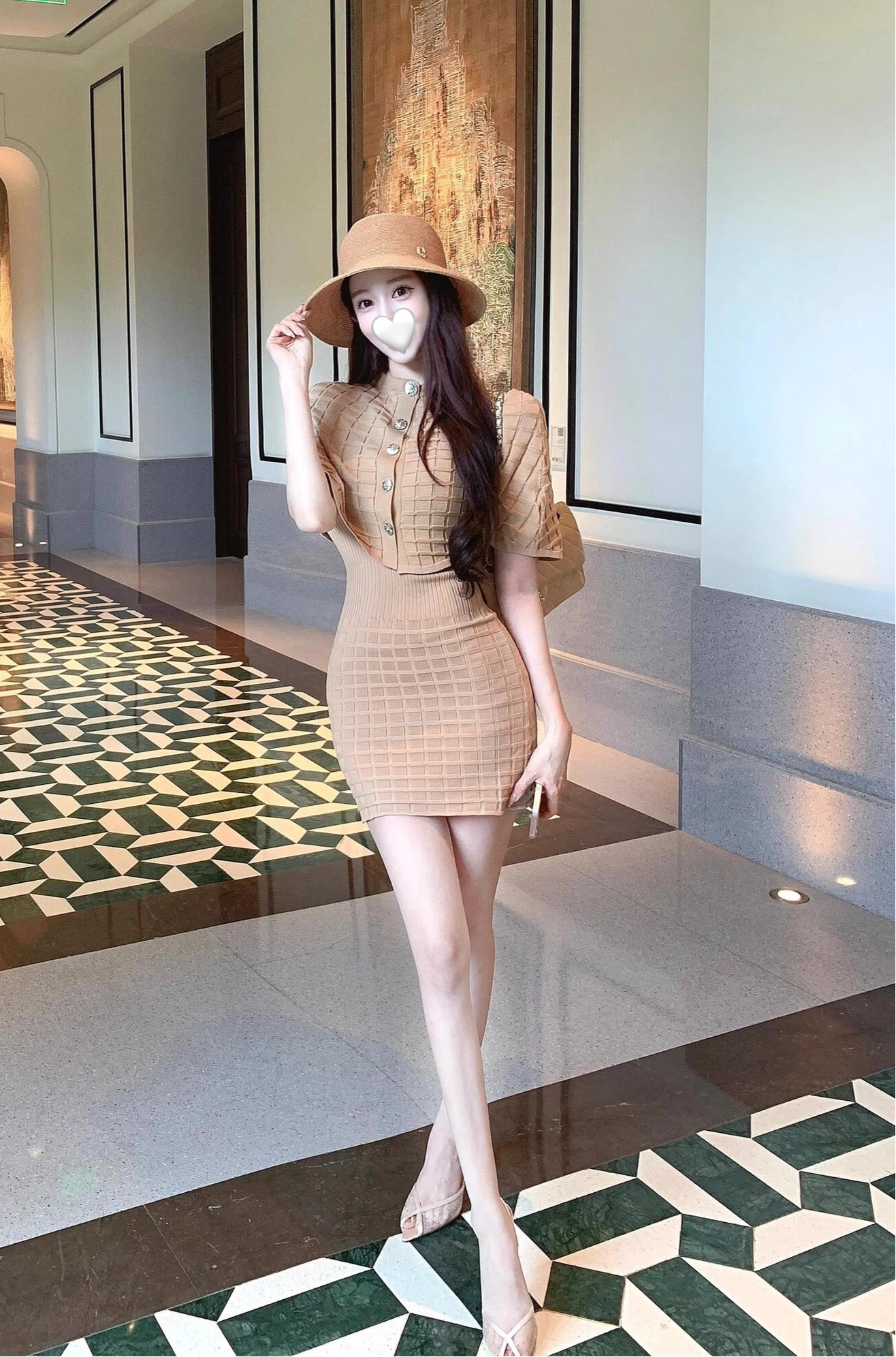 小香风法式名媛针织套装短款斗篷外套女秋季背心包臀连衣裙两件套