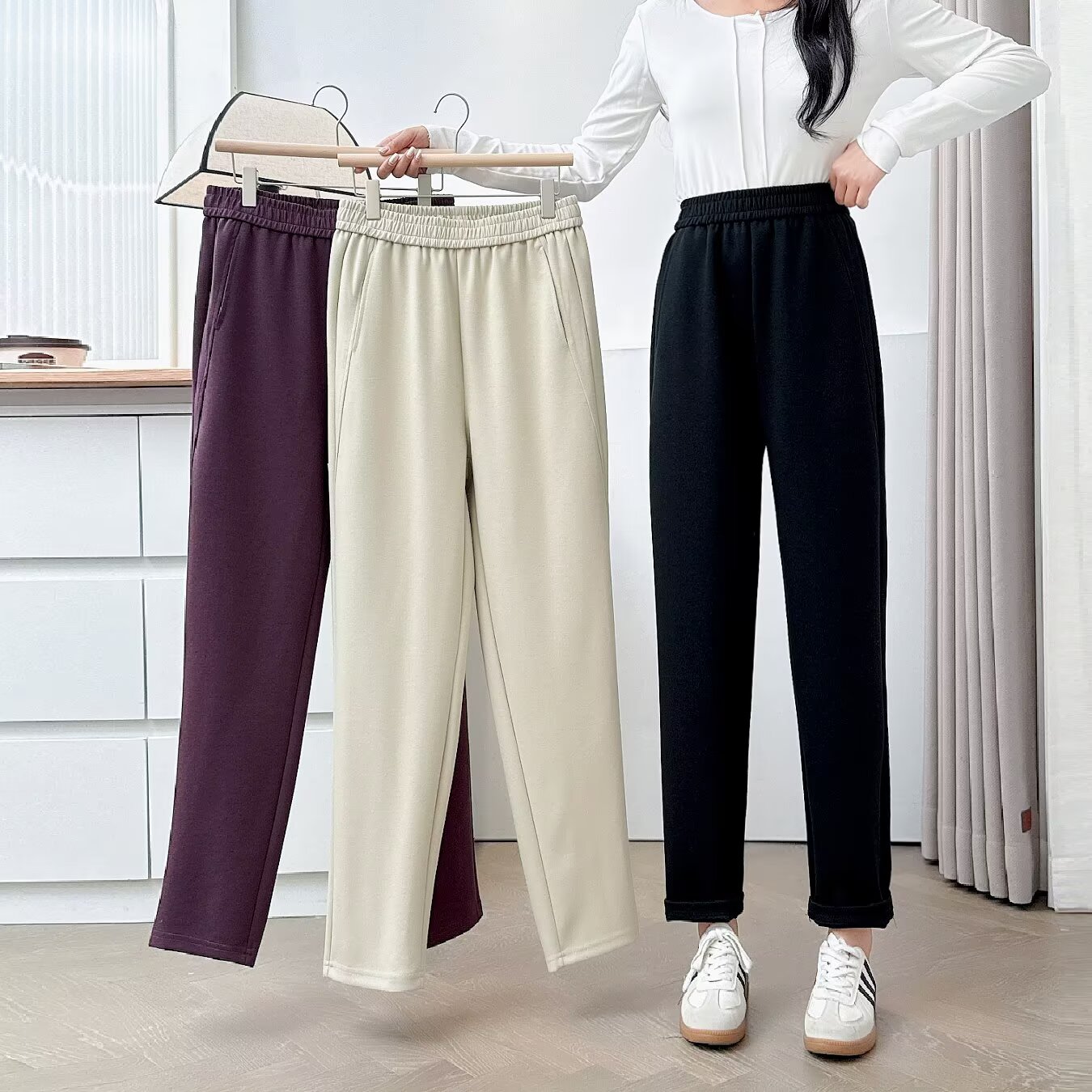 萝卜裤女大码宽松胖mm春秋高腰显瘦200斤烟管哈伦裤