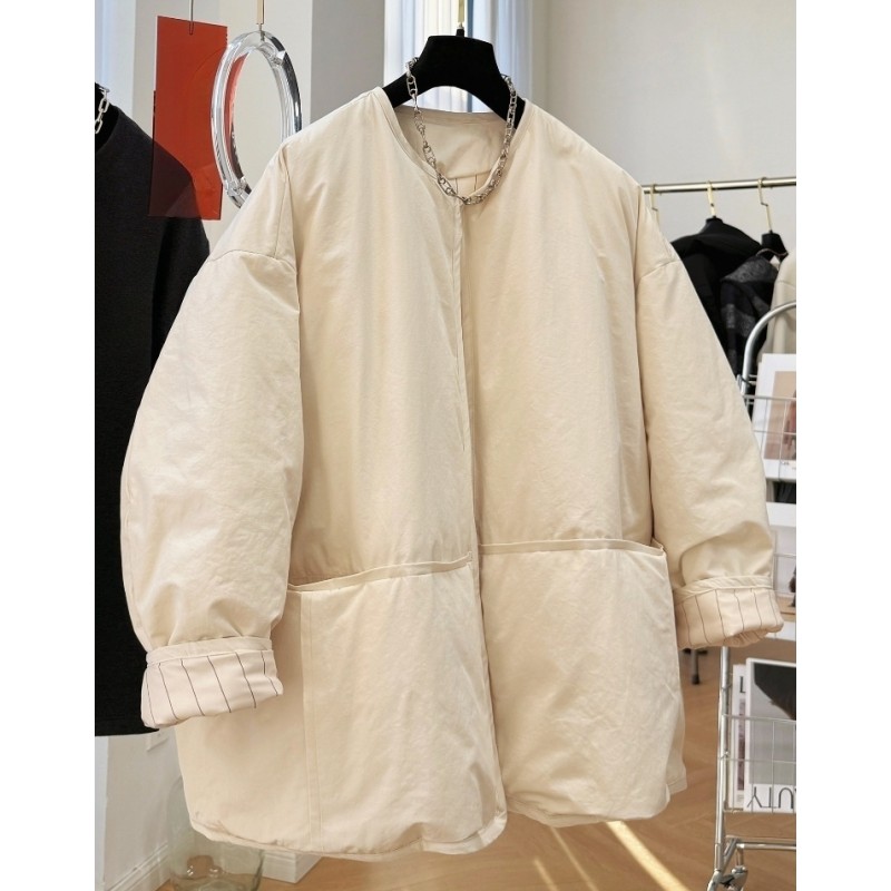 女冬新款日系设计感独特高级感超好看宽松慵懒风派克棉服开衫外套