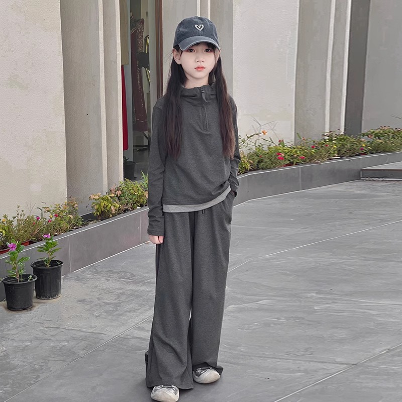 女童套装春秋2025新款休闲洋气儿童秋装连帽卫衣女大童两件套衣服