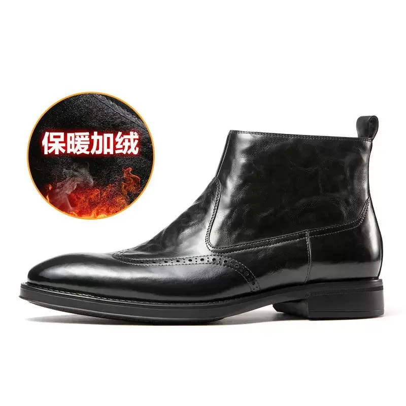 【高档精品】秋冬保暖切尔西靴侧拉链高帮英伦风套筒秋季潮流冬季