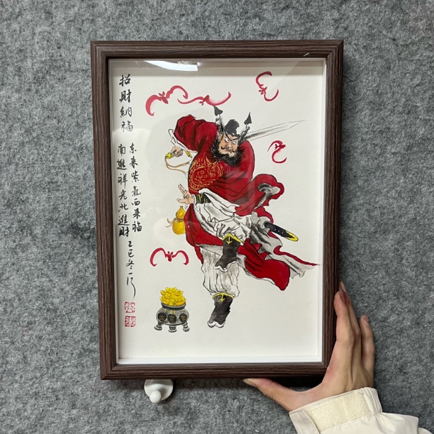 【手绘朱砂】钟馗摆台（东来紫气西来福）茶室玄关办公室客厅摆台