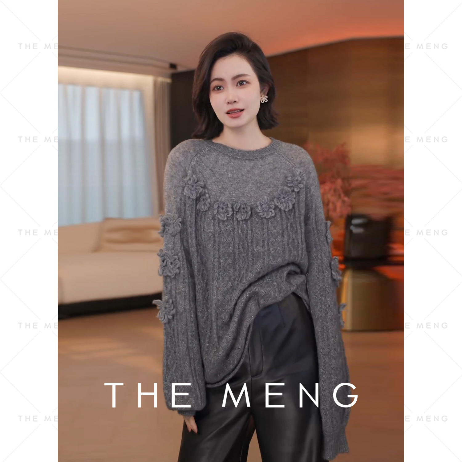 THE MENG【花蕊】轻暖丝羊绒天丝绵羊毛锁温毛针织衫#M253E1217