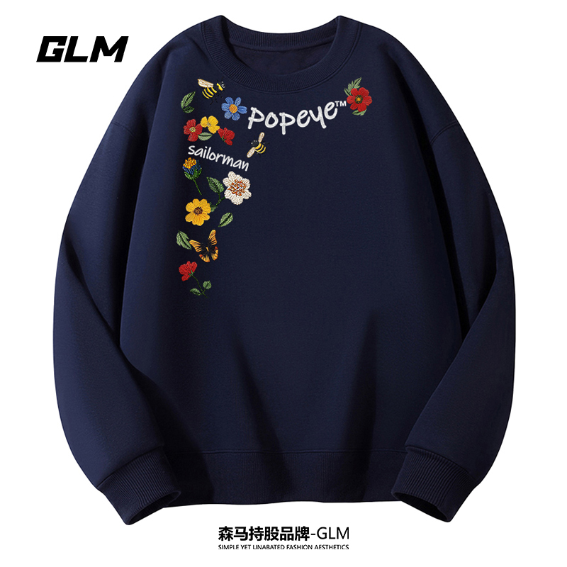 大力水手联名GLM春秋男士卫衣休闲外套宽松情侣大码长袖T恤打底衫