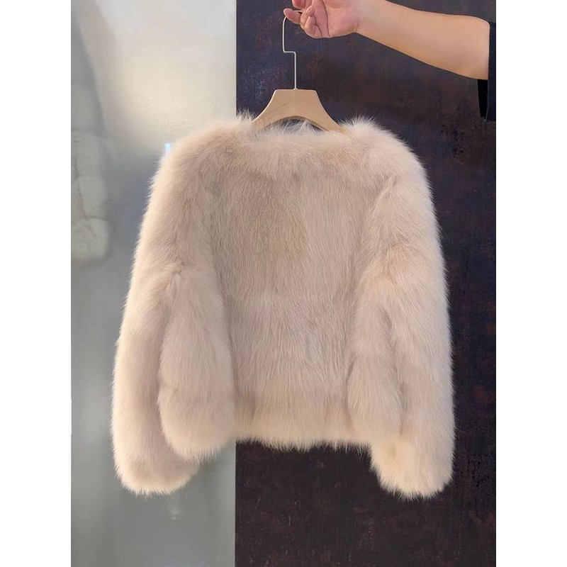 秋冬奥特莱斯洋气楚扬短外套女冬季新款仿狐狸毛双扣毛连衣裙