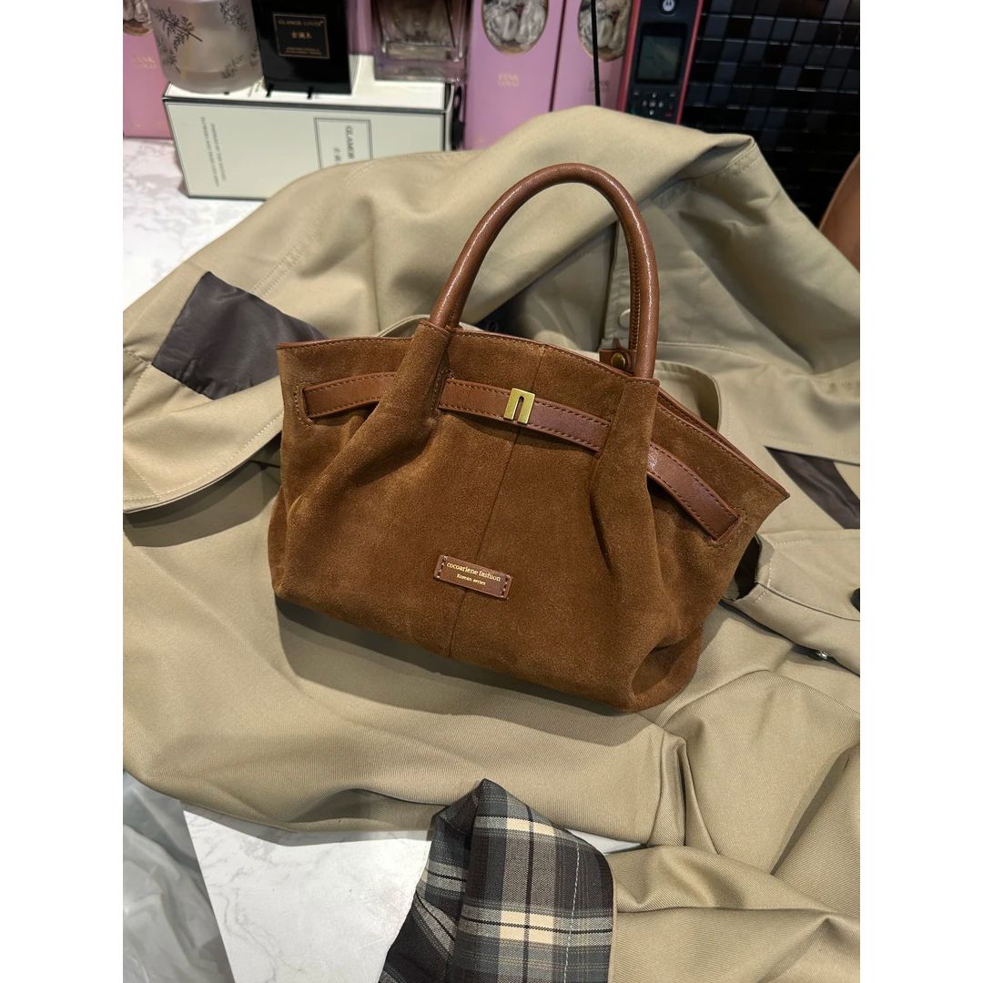 元族新品首发原创设计磨砂真皮复古花园包