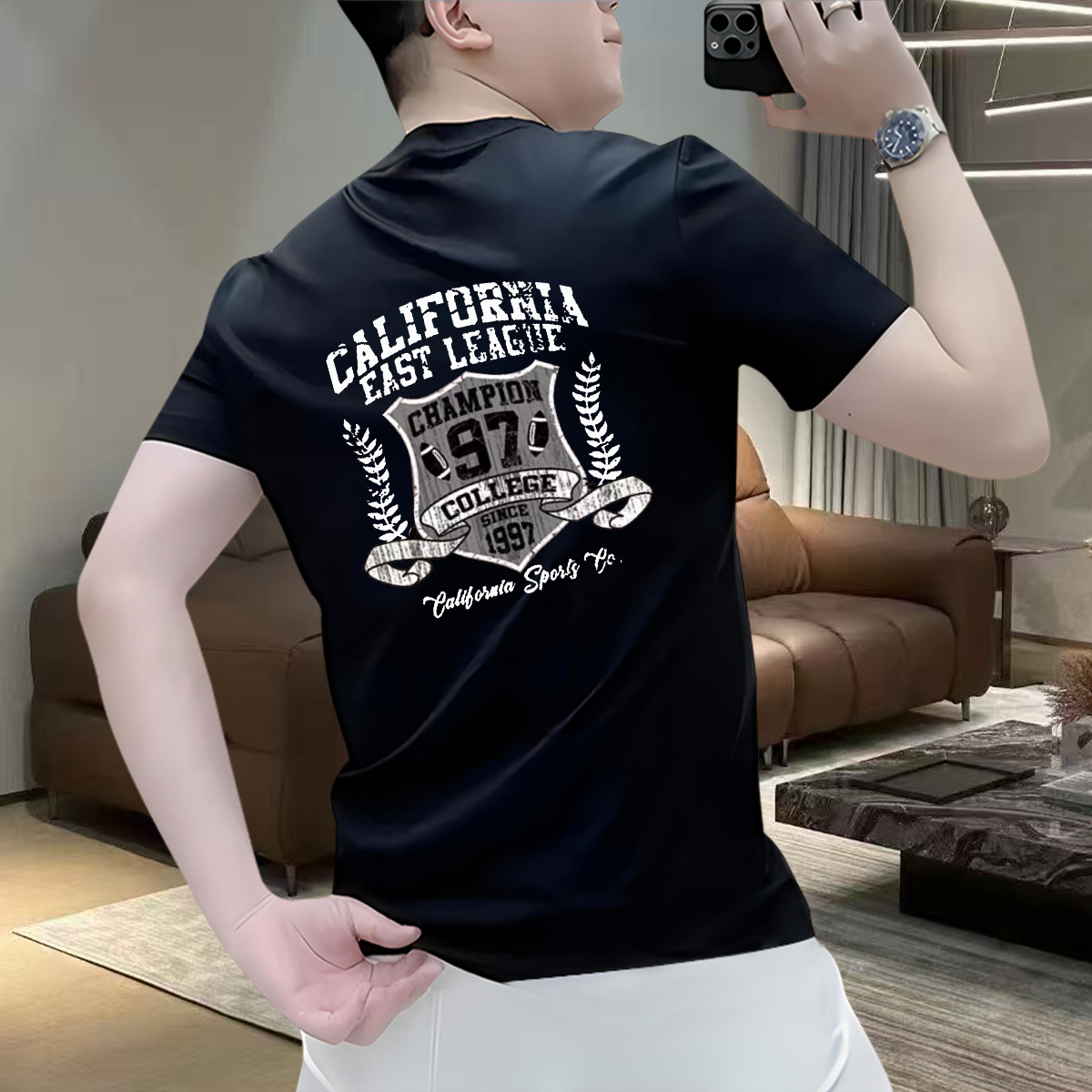 重磅夏季2026气场强大高级感男装短袖时尚休闲大码宽松百搭T恤潮