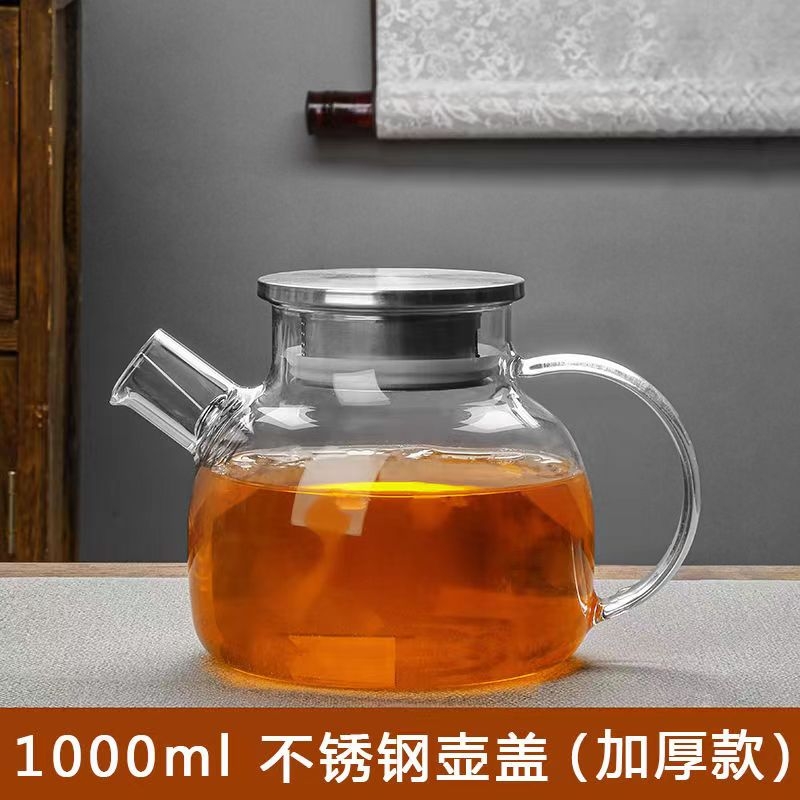 高硼硅玻璃冷水壶大容量凉水壶家用泡茶茶壶果汁杯水杯竹盖煮茶壶