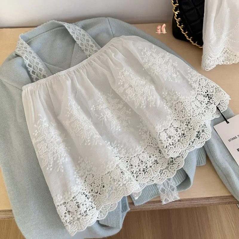 防走光卫衣叠穿长款半身裙女秋冬蕾丝花边打底短裙毛衣裤子小屁帘