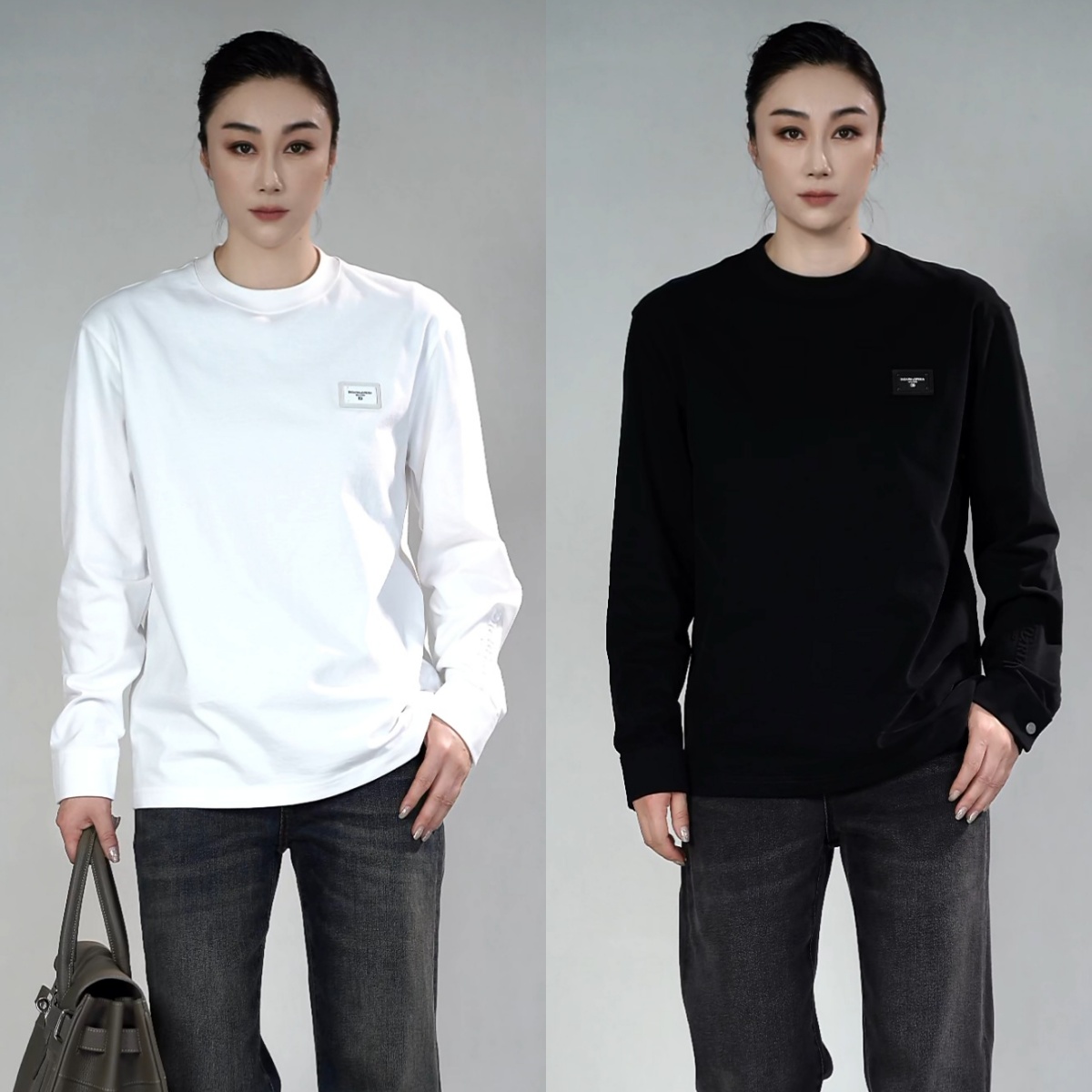 DG迪噶雅男士全棉廓形长袖T恤K180秋季款男士圆领长袖T恤