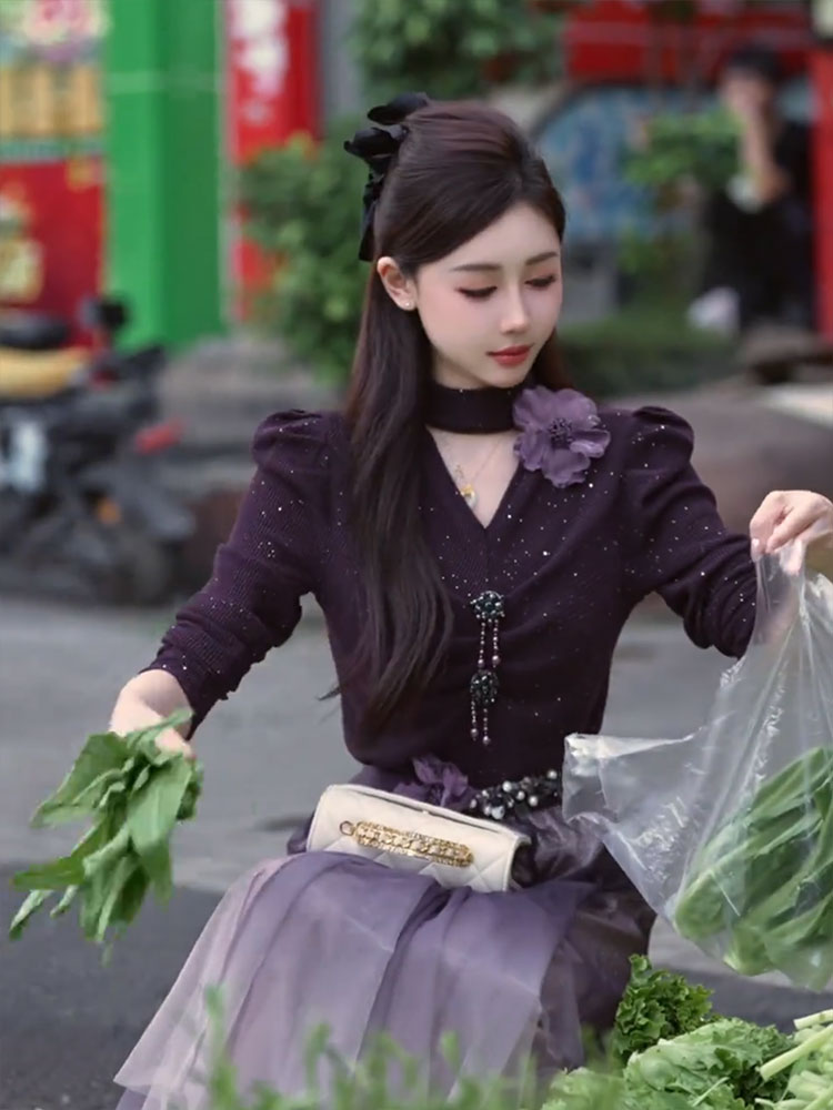 秋装搭配一整套超好看独特时尚漂亮高级感减龄洋气上衣半裙两件套